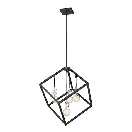 Z-Lite Vertical 4 Light Pendant, Matte Black 478P24-MB-BN